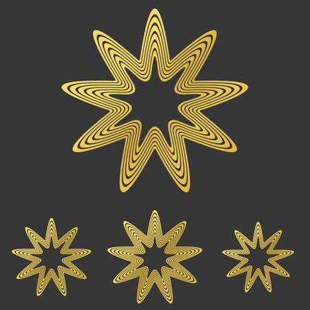 Golden metal line star  design setのイラスト素材
