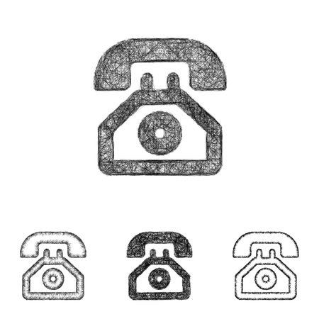 Telephone icon design set - sketch line artのイラスト素材