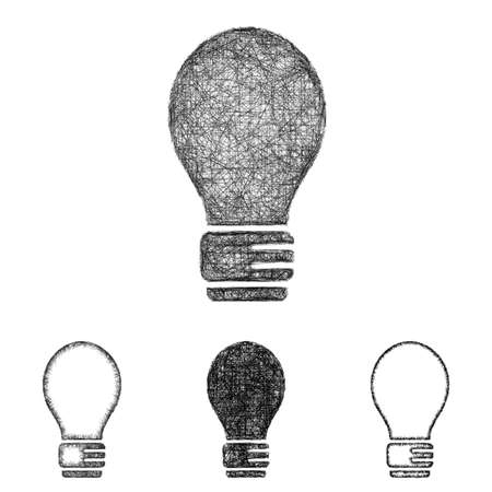 Lightbulb icon design set - sketch line artのイラスト素材