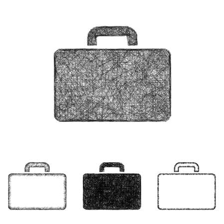 Briefcase icon design set - sketch line artのイラスト素材