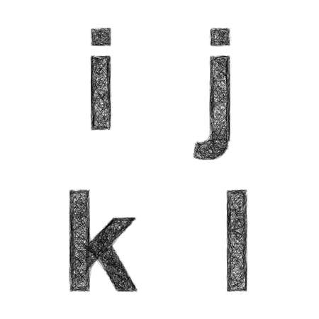 Sketch font design set - lowercase letters i, j, k, lのイラスト素材