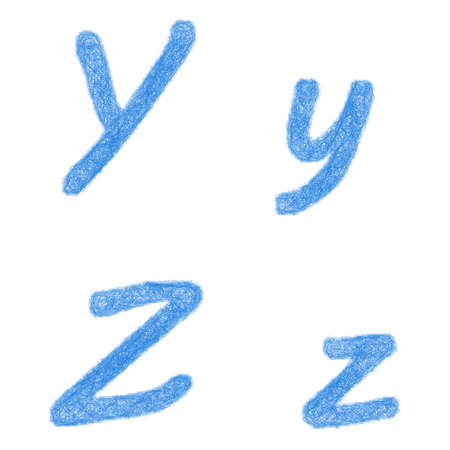Blue sketch font design set - letters Y, Zのイラスト素材