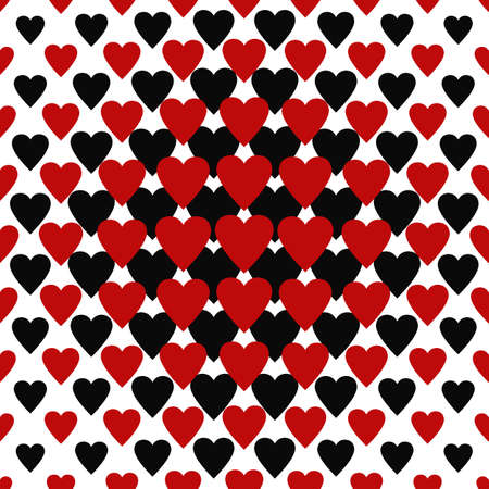Seamless red and black heart pattern backgroundのイラスト素材