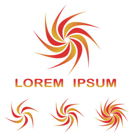 Red orange abstract technology symbol design template setのイラスト素材