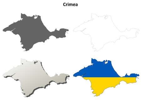 Crimea blank outline map set - Ukrainian versionのイラスト素材