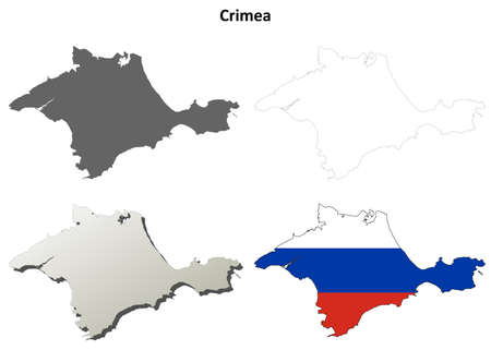 Crimea blank outline map set - Russian versionのイラスト素材
