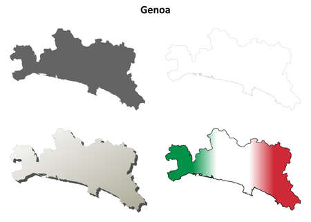 Genoa province blank detailed outline map setのイラスト素材