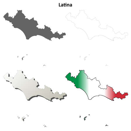 Latina province blank detailed outline map setのイラスト素材