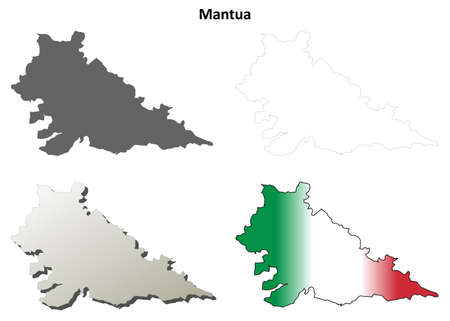 Mantua province blank detailed outline map setのイラスト素材