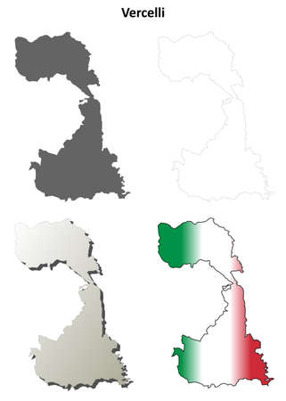 Vercelli province blank detailed outline map setのイラスト素材