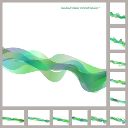 Green business wave background, flyer, brochure design template setのイラスト素材