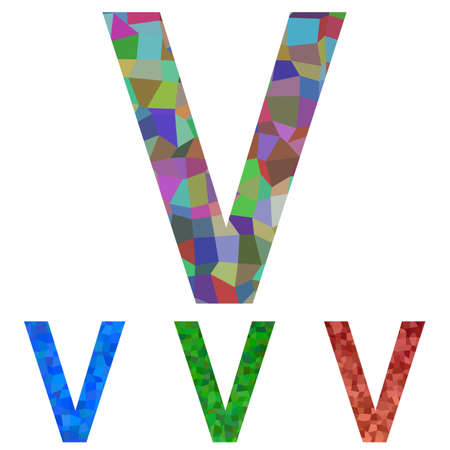 Colorful textured mosaic font design - letter Vのイラスト素材