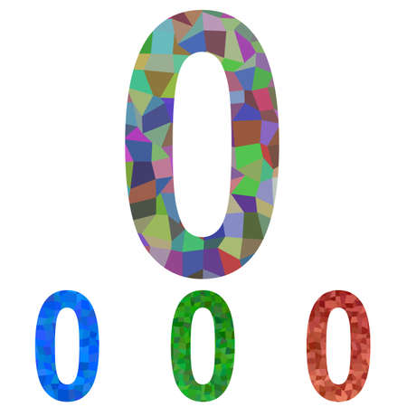 Colorful mosaic textured font design set - number 0のイラスト素材