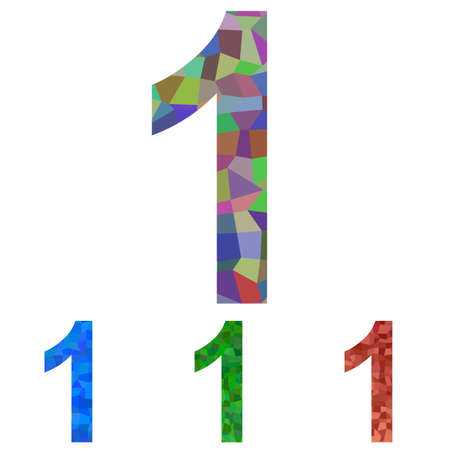 Colorful mosaic textured number design - number 1のイラスト素材