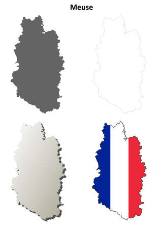 Meuse, Lorraine blank detailed outline map setのイラスト素材