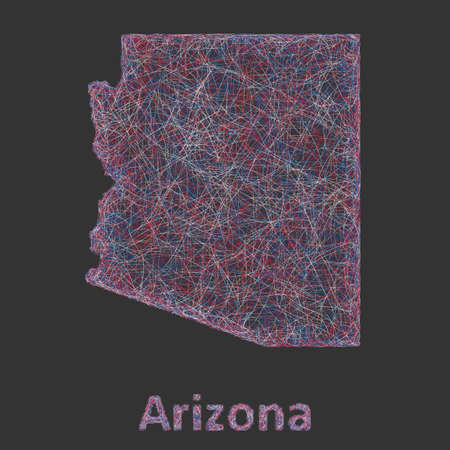 Colorful line art design map of Arizona stateのイラスト素材