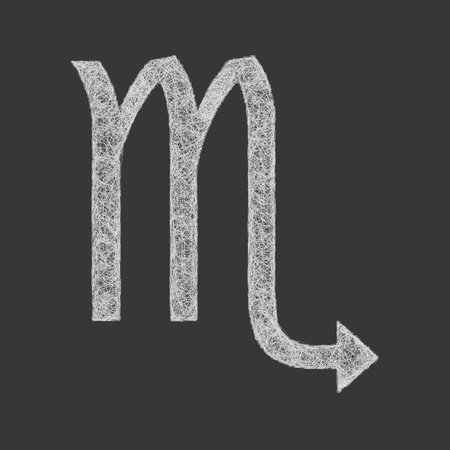Scorpio zodiac sign line art design on black background