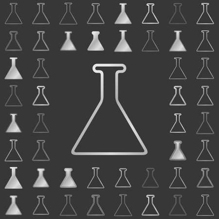 Silver metallic line chemistry icon design setのイラスト素材