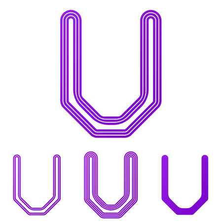 Purple line letter u logo design setのイラスト素材