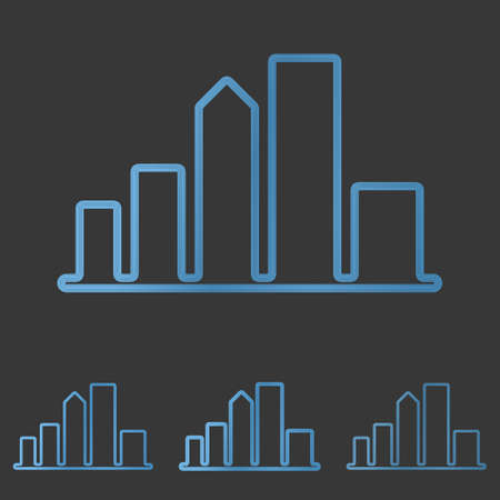 Blue line city symbol logo design setのイラスト素材