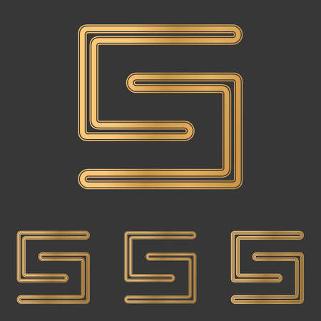 Bronze line science icon logo design setのイラスト素材
