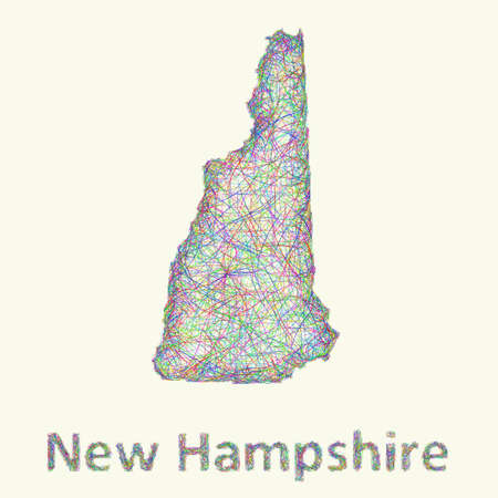 New Hampshire line art map from colorful curved linesのイラスト素材