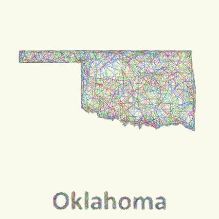 Oklahoma line art map from colorful curved linesのイラスト素材