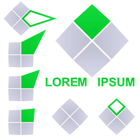 Green and grey square icon vector design setのイラスト素材