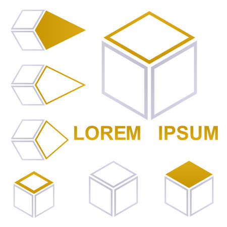 Cube  vector. Cube icon symbol design template set for shipping , packaging, delivery, concepts.のイラスト素材
