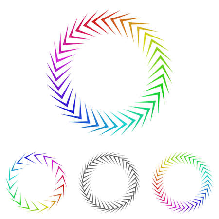 Round colorful cycle logo vector. Cycle icon symbol design template set for recycling, process, loop concepts.のイラスト素材