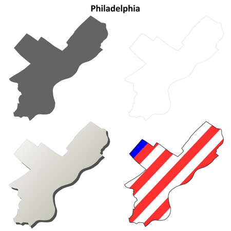 Philadelphia County, Pennsylvania blank outline map setのイラスト素材