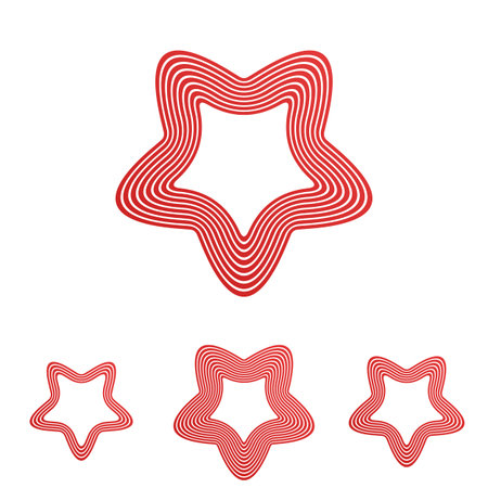 Red line Satan symbol star logo design setのイラスト素材