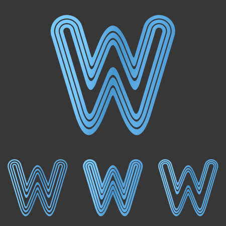 Blue line letter w logo design setのイラスト素材