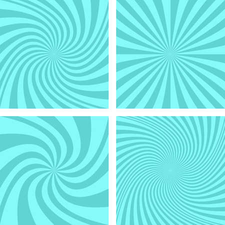 Cyan color vector spiral background design setのイラスト素材