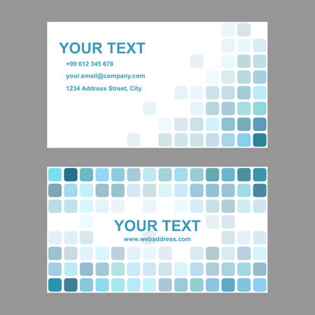 Cyan abstract business card template background design from rounded squaresのイラスト素材