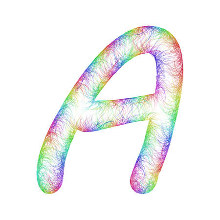 Rainbow sketch font design from colorful curved lines - letter Aのイラスト素材
