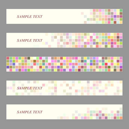 Colored square mosaic web banner template design setのイラスト素材