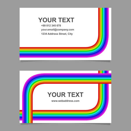 Abstract bend rainbow stripe design business card template setのイラスト素材