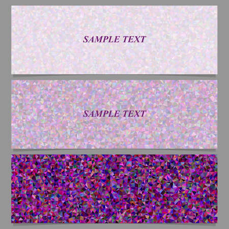 Purple colorful abstract tiled triangle mosaic banner design setのイラスト素材