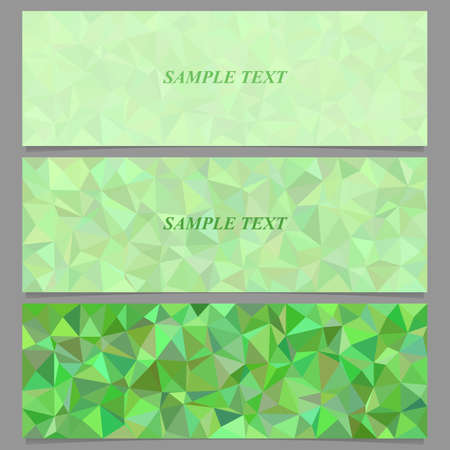 Green colored abstract tiled triangle mosaic banner design setのイラスト素材