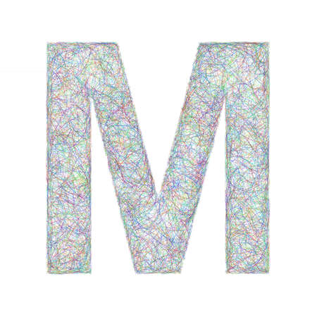 Sketch font design from colored curved lines - letter Mのイラスト素材
