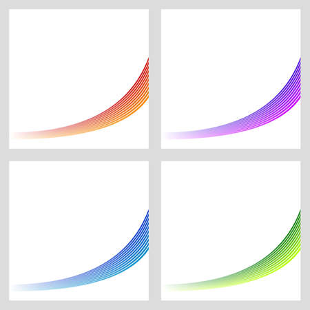 Simple color abstract curved stripe background setのイラスト素材