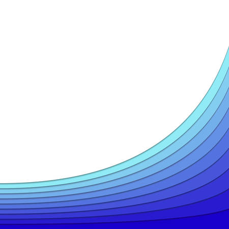 Background from blue curved stripe layers - vector poster design with 3d effect for spa conceptのイラスト素材