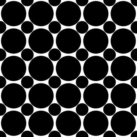 Seamless abstract black and white polka dot pattern - simple vector background graphic from circlesのイラスト素材
