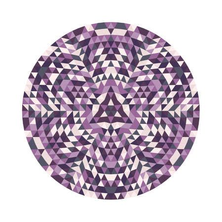 Round geometrical triangle kaleidoscopic mandala design symbol - symmetric vector pattern digital artのイラスト素材