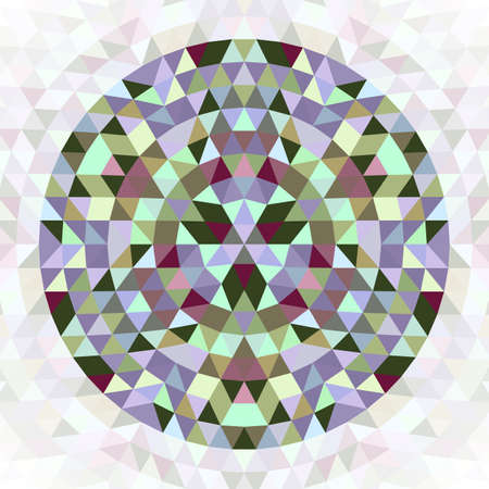 Round triangle kaleidoscope mandala design symbol - symmetrical vector pattern art from colorful trianglesのイラスト素材