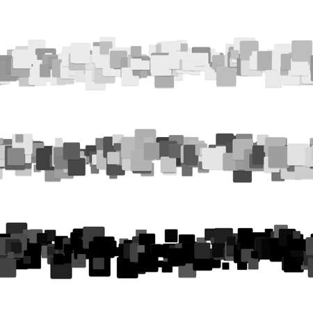 Repeatable chaotic square pattern page separator line design set - vector decoration elements from colored rounded squaresのイラスト素材