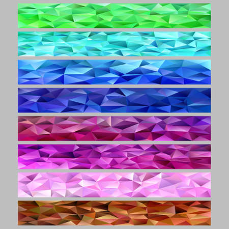 Gradient abstract triangle polygon pattern mosaic web banner background template set - vector graphic designs from colored trianglesのイラスト素材