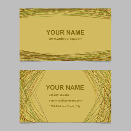 Colored business card template design set - vector identity card graphic with curved lines on black backgroundのイラスト素材