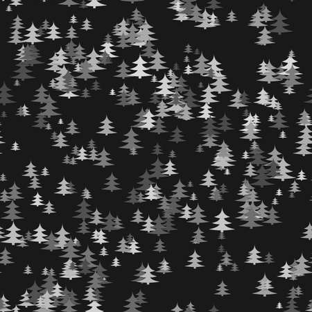Seamless chaotic winter holiday background - pine tree pattern Christmas vector graphic designの写真素材